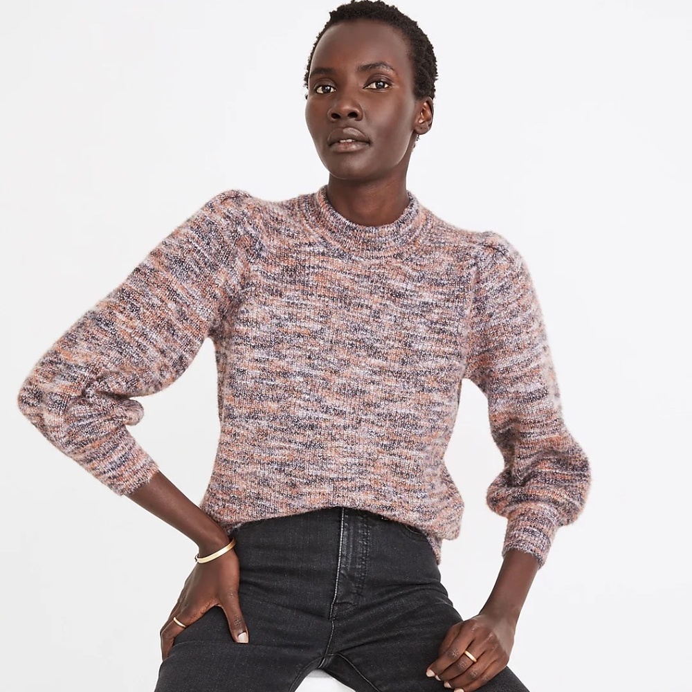 Madewell | Space-Dyed Eaton Puff-Sleeve Pullover Sweater